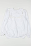 White Cut Out Crochet Detail Sweatshirt