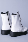 Matte White Threaded Zip Front Platform Boots