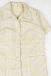 Yellow Plaid Double Pocket Button Up Top