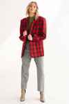 Red Plaid Single Button Blazer