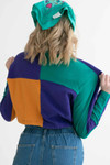 Mardi Gras Color Block Cropped Sweatshirt