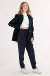 Navy & Green Plaid Single Button Vintage Blazer