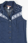 Embroidered Detail Dark Denim Vest