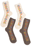 Brown Strawberry Floral Twist Socks - 1 Pair