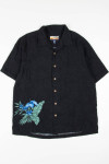 Black & Blue Tropical Floral Hawaiian Shirt 1894