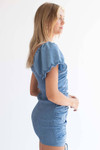 Stone Blue Ruched Body Mini Dress