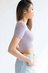 Lilac Ribbed Seamless Scoop Neck Crop Tee