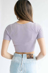 Lilac Ribbed Seamless Scoop Neck Crop Tee