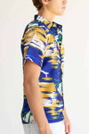 Blue & Mustard Beach Scene Hawaiian Shirt