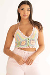 Pastel Rainbow Crochet Halter Crop