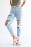 Light Wash Distressed Mom Jeans