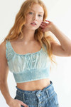 Blue Cloud Dyed Milkmaid Crop Top