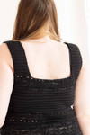 Black Square Neck Crochet Crop Tank (Extended Sizes)