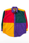 Vintage Harlequin Color Block Button Up Shirt