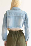 Light Wash Distressed Cropped Denim Jacket