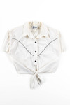 Vintage Cropped Tie Front Button Up Shirt