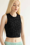 Black Leopard Net Mesh Top