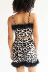 Fur Trimmed Snow Leopard Cropped Cami