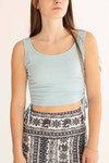 Blue Ruched Side Ribbed Tank