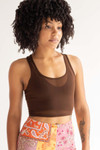 Brown Mesh Cropped Tank