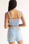 Blue Plaid Stretch Skort