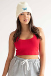 Red Seamless Ribbed Sports Bra (Extended Sizes)