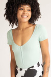 Sage Seamless Hook & Eye Ribbed Bodysuit