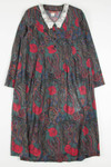 Vintage Lace Collar Worthington Rose Print Dress