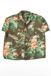 Vintage Green Floral Silk Shirt