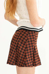 Cognac Gingham Pleated Shorts