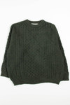 Dark Green Aran Crafts Irish Fisherman Sweater 725