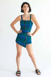 Green Class Plaid Romper