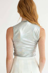 Silver Holographic Cutout Bodysuit