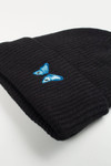Butterfly Embroidered Black Beanie