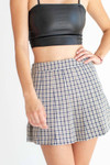 Black & Tan Plaid Hidden Short Pleated Skirt