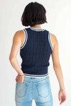 Navy Contrast Trim Sweater Vest