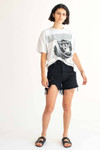 Black High Rise Cut Off Denim Shorts