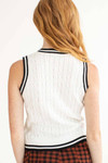 White Contrast Trim Sweater Vest