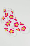 White Smiling Pink Daisy Socks