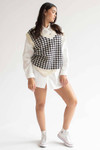 Cream Houndstooth Sweater Vest