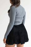 Steel Blue Ribbed Collared Cardigan