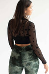 Black Star Mesh Long Sleeve Top, Tops