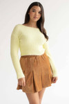 Light Yellow Eyelash Ribbed Crop Sweater