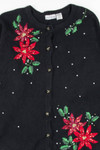 Black Poinsettia Ugly Christmas Cardigan 57127