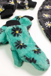 Green Fur Daisy Mittens