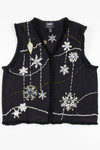 Black Ruffle Snowflakes Ugly Christmas Vest 57682