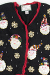 Black Sequin Santas Ugly Christmas Cardigan 57802