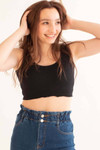 Black Seamless Ruffle Crop Tank