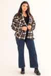 Black Plaid Sherpa Shacket