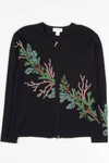 Black Holly Branches Ugly Christmas Cardigan 57784